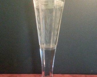 Antique Art Deco Acid Etched Clear Vase