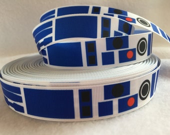 Star Wars Ribbon, R2D2 Ribbon, Grosgrain Ribbon, Cute Ribbon, Cartoon Ribbon, Hairbows, Scrapbooking Embellishment, Robot Ribbon, Space