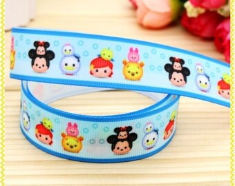 Tsum Tsum Ribbon, Grosgrain Ribbon, Cute Ribbon, Cartoon Ribbon, Hairbows, Scrapbooking Embellishment, Tsum 3