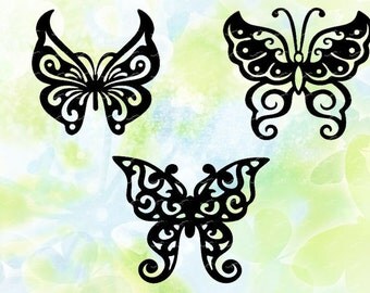 3 butterfly svg, dxf, eps, studio v3, jpeg, png, file for Silhouette Cameo, Curio, cutting machines, instant download