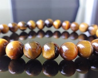 Genuine Yellow TIGER EYE Bead Bracelet for Men or Women (On Stretch) 8mm - AAA Quality