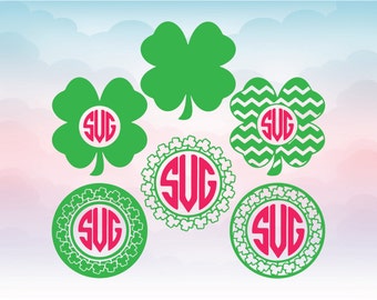 Clover SVG - Four Leaf Clover SVG - Chevron Clover svg, png, eps, dxf - Monogram Shamrock svg - Monogram vector files for cutting machines