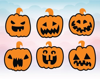 Pumpkin faces clipart, pumpkin svg, Halloween clipart, fall svg, halloween cut files, Halloween kids party