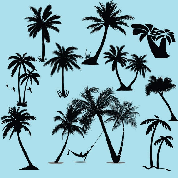 Download Palm tree svg clipart silhouette Palm trees vector digital