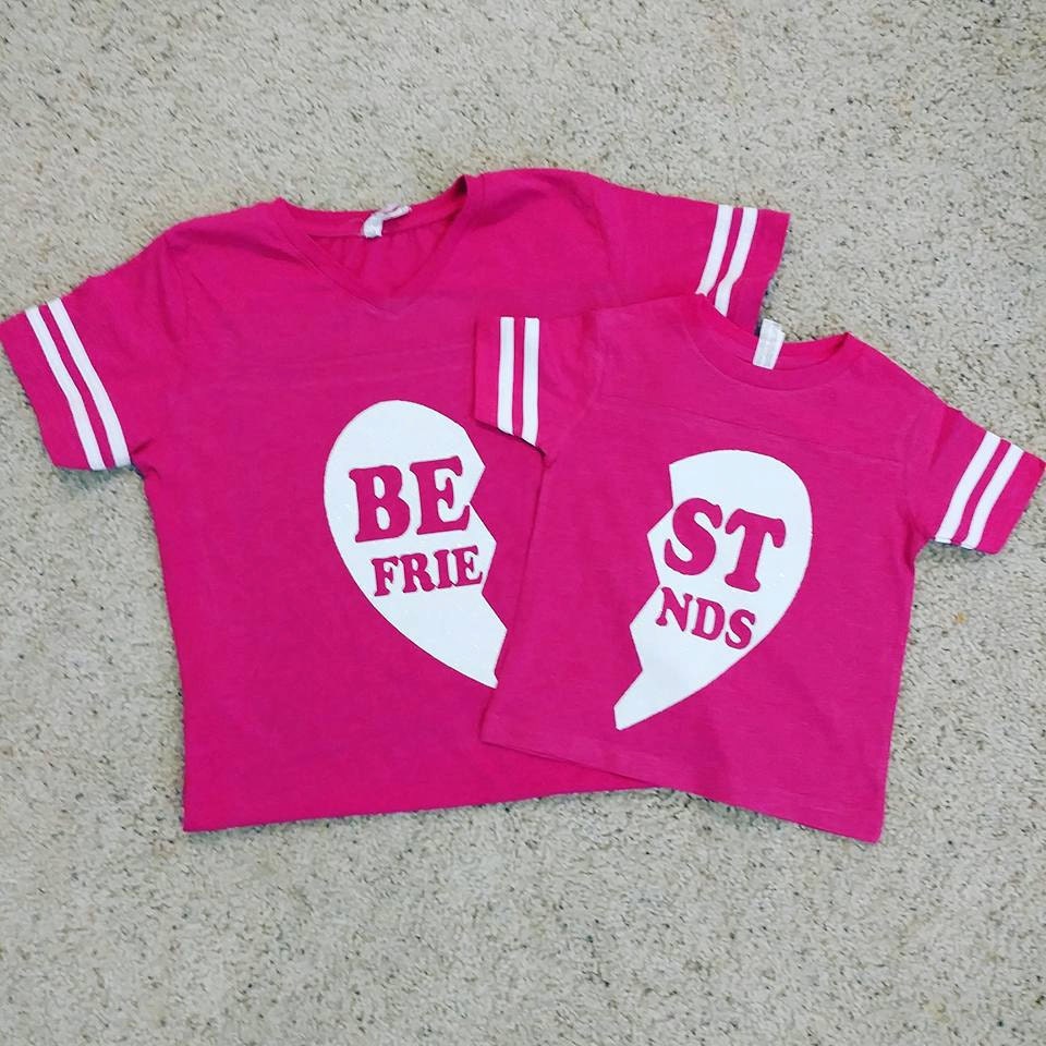 Best Friends Matching Football Style Tee Shirt. Mommy and Me