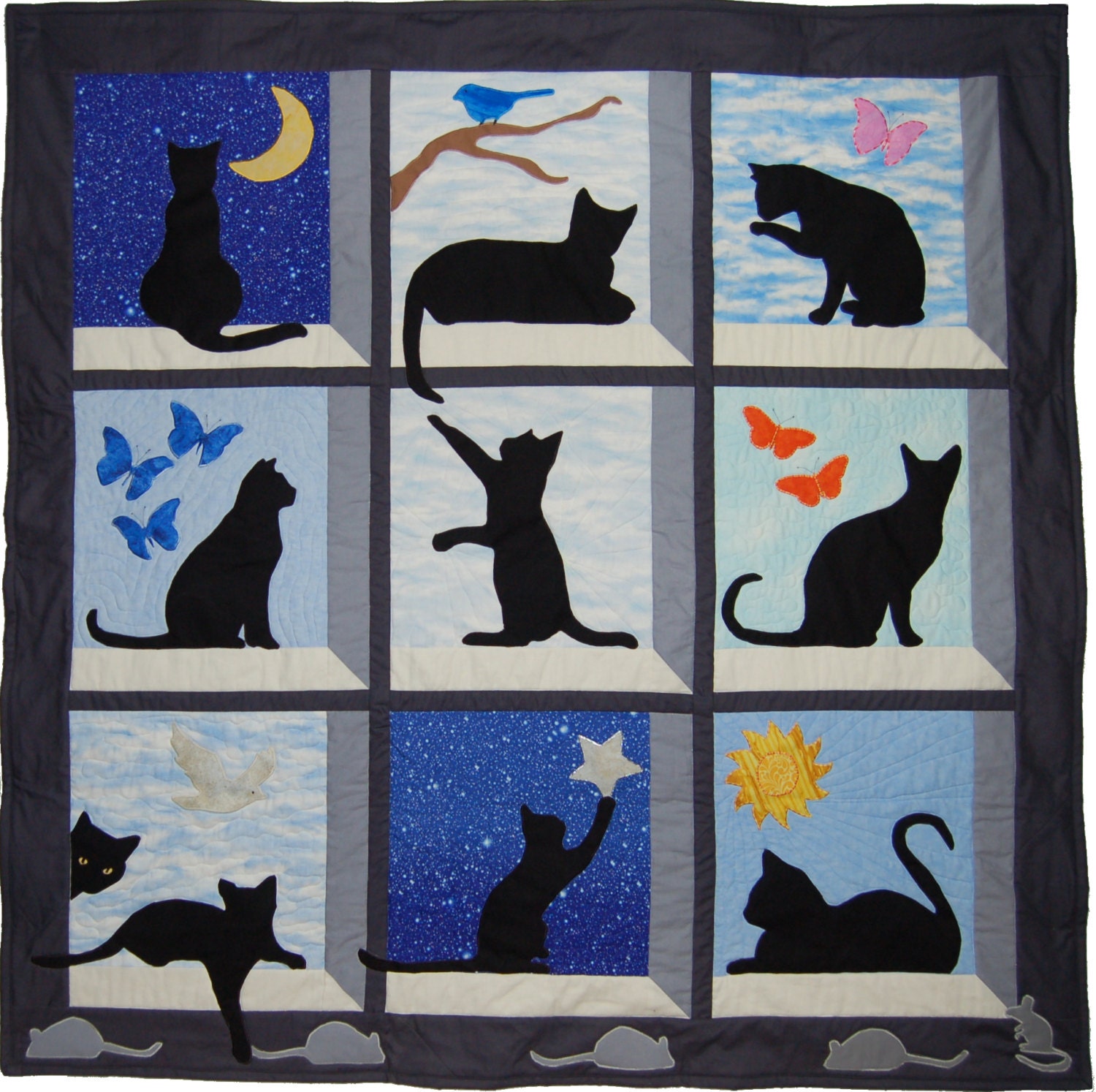 Looking Out Kitty Quilt Wallhanging PDF