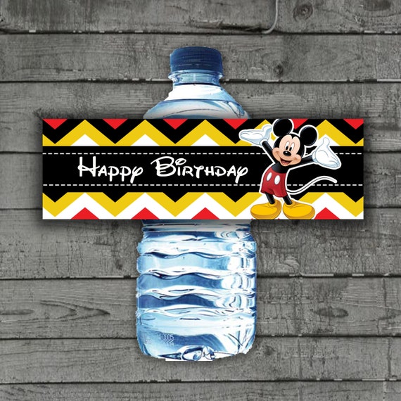 Mickey Mouse Water Bottle Labels Mickey Mouse by LadyBugsPrints