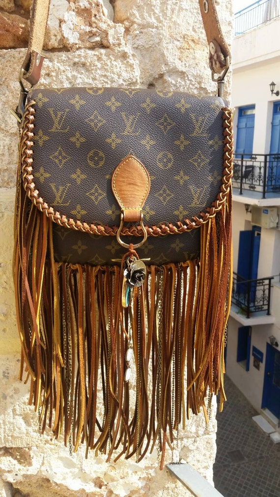 FAITH AND FRINGE-Upcycled Louis Vuitton fringed Louis Vuitton