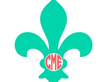 Monogram fleur de lis SVG instant download design for cricut or silhouette