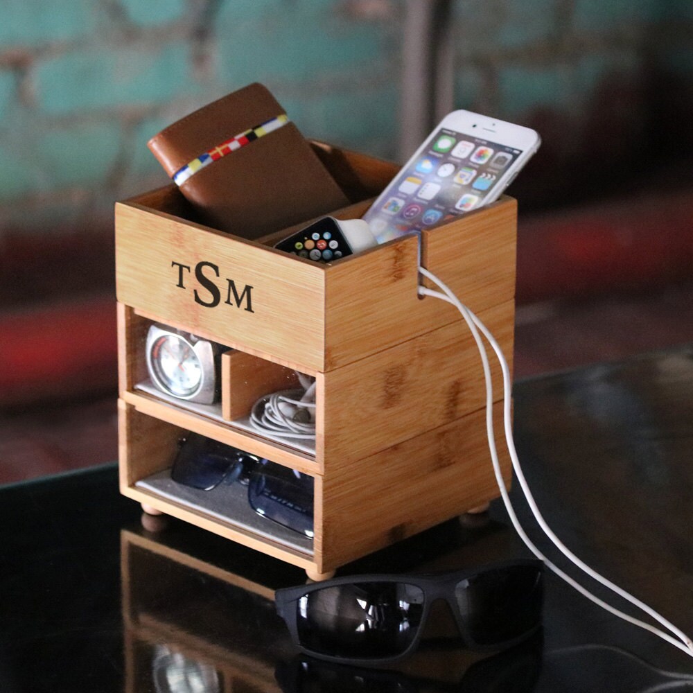 Personalized Stacking Valet Phone Charger in Eco-Friendly