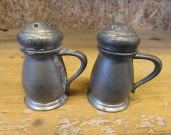 Vintage Pewter JCB Salt and Pepper Shakers