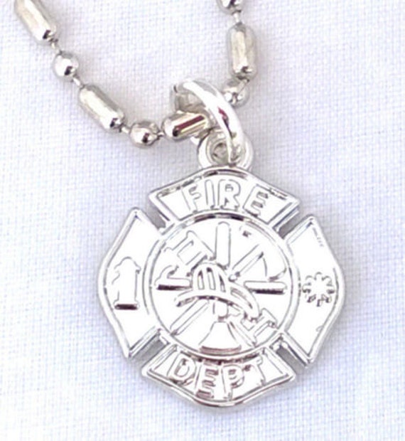 Silver or Red Firefighter Necklace Maltese by CraftedwithloveGifts