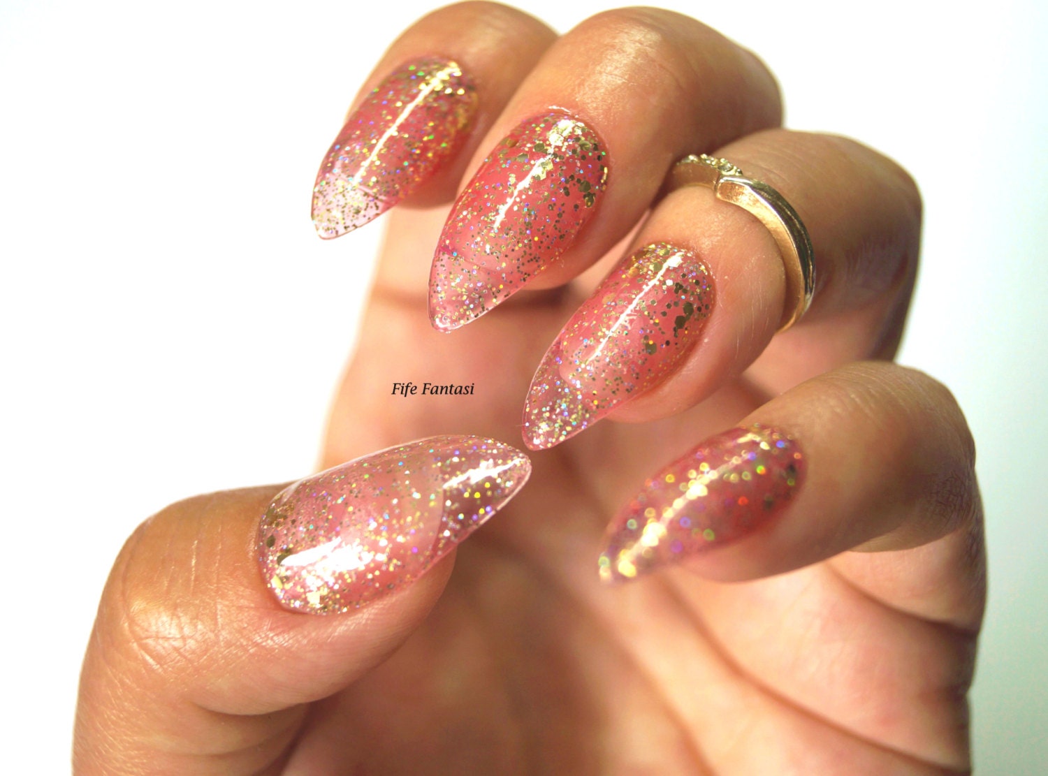 translucent clear glitter nails
