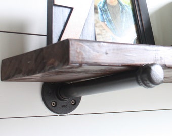 Industrial Floating Shelf Brackets, Rustic Wood and Pipe Shelf Brackets, Wall Shelf Brackets, Open Shelving Brackets