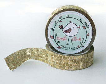 Gold Washi Tape - 1 roll, 15mm x 10m, shiny sequin-like surface, gold glitter tape, shiny washi tape