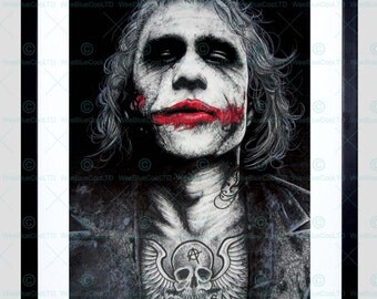 Batman Joker Heath Ledger Tattoo Inked Framed Art Print By W.Maguire F12X10591