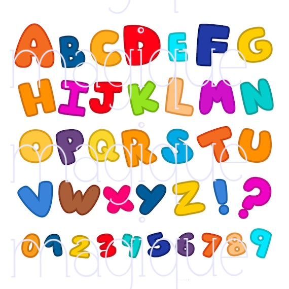 Items Similar To Alphabet Stickers, Alphabet Clipart, Kawaii, Colorful ...