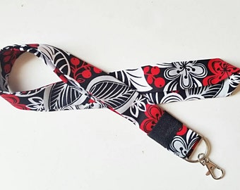 Hawaiian lanyard Flower Lanyard Flower Keychain Hawaiian Keychain Teacher Lanyard Work ID Holder Badge Holder Name Badge Hawaiian Necklace
