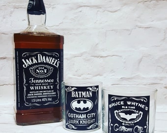 Bruce Wayne and Batman Whiskey Glasses