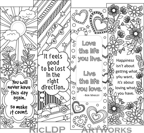 printable colouring bookmarks with quotes coloring bookmark