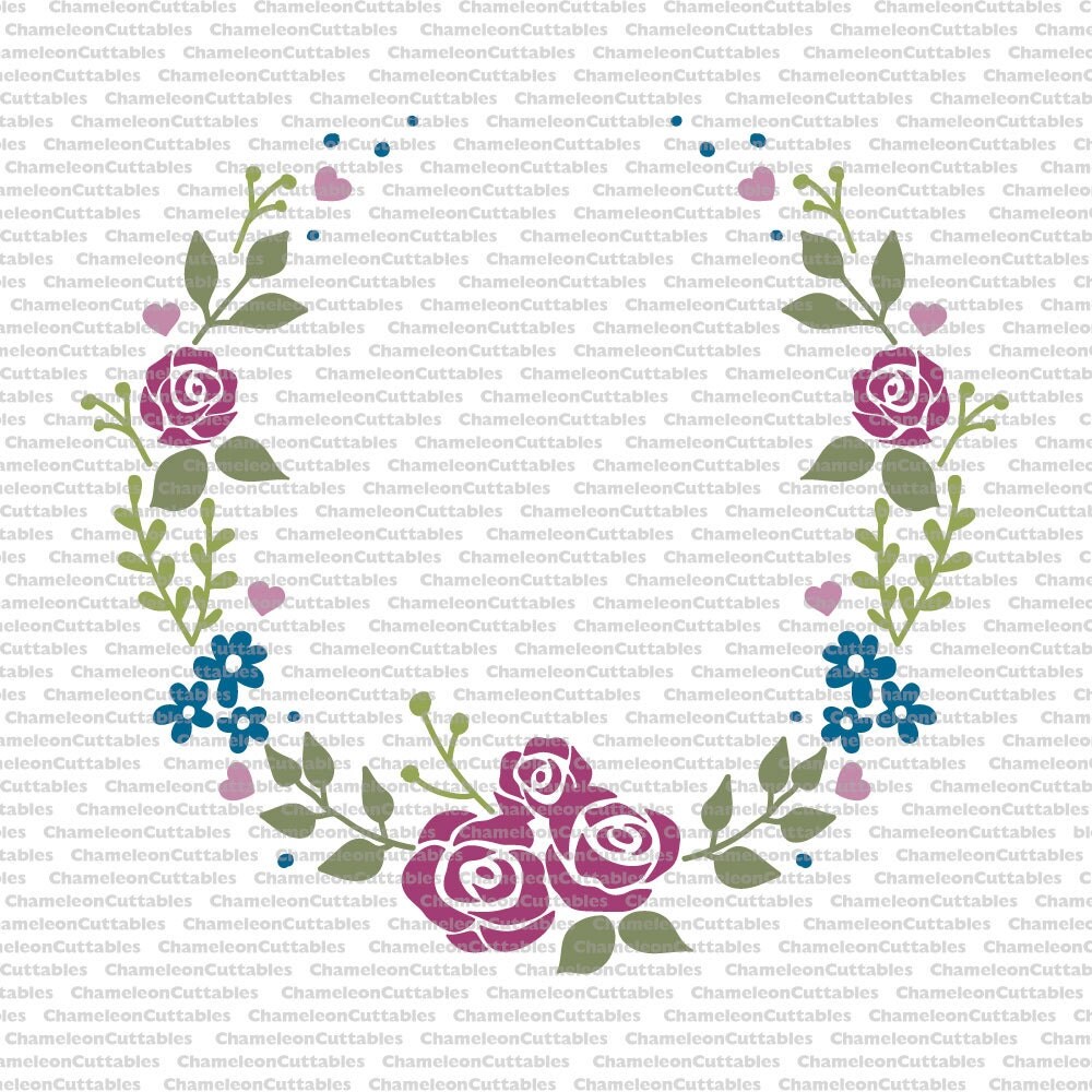 Download flora wreath hand drawn svg roses circle monogram