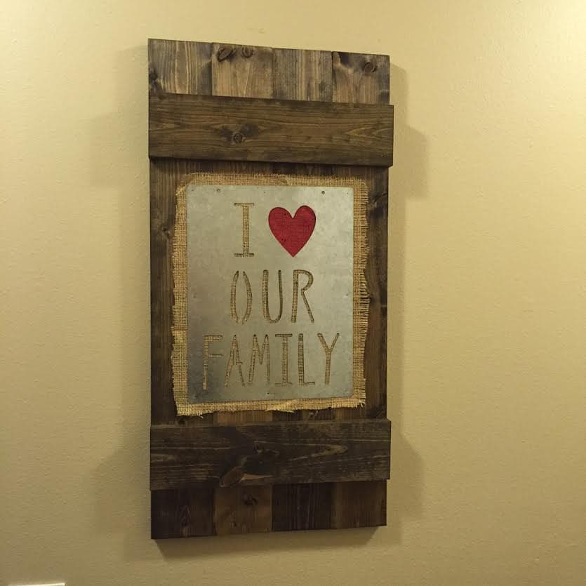 Rustic Barn Door Wall Art I Love Our Family by OzarkFarmhouse