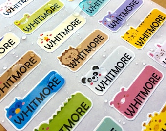 81 Waterproof Name Stickers- Daycare Labels- Cute Animal Design Kids labels- Personalized Name Labels- Customized Labels- Name Stickers