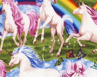 Unicorn Fabric: Rainbows & Unicorns by Timeless Treasures - Michael C3113 100% cotton Fabric by the yard 36"x43" (TT11)