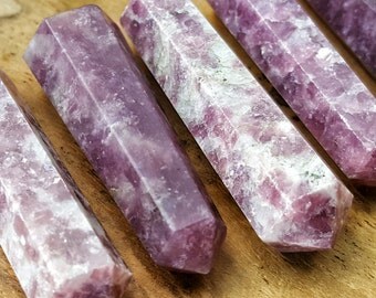 Lilac Lepidolite Double Terminated Point - Hand Cut Natural Stone Point for Crystal Grids or Terrarium 249