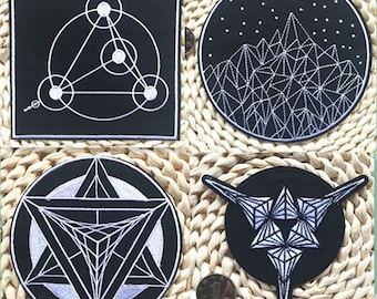 4 Kinds Super Cool Black And White 3D Starry Sky Patch Iron Sew On Patch