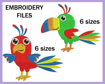 Parrots - Design for Embroidery Machine Digital Graphic Filled Stitch Instant Download Commercial Use animal safari jungle File 57e