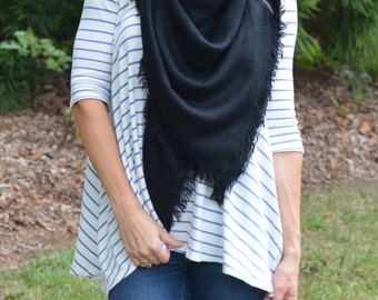 Solid Black Blanket Scarf