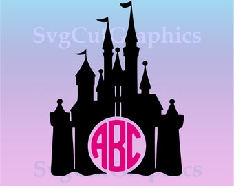 SVG Disney Castle, Princess Castle Svg Monogram, Svg Files for Cricut, Cricut Silhouette Svg Files, SVG Monogram File, Instant Download