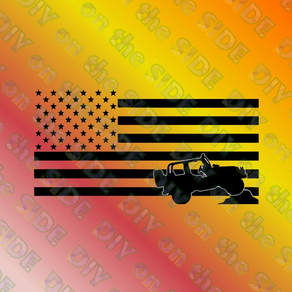 Download SVG Cut File JEEP Silhouette Flag Stars and Stripes Grille ...