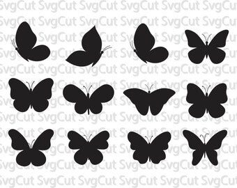 Butterflies SVG, Silhouette Digital Clipart , Clipart Butterflies SVG cutting files, Instant Download, Black Silhouette Clip art