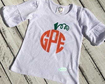 Toddler monogram pumpkin shirt//Fall monogram shirt//Pumpkin monogram shirt//Toddler Halloween shirt