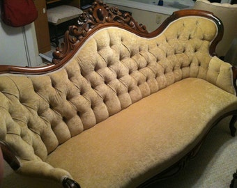 SALE ~ Antique Victorian Sofa ~ Reduced price ~ Early 1900's ~ Unique Furniture ~ Diamond Tufted ~ Ornate Carved Wood ~ Antique Furniture