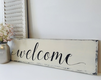 Wooden Welcome Sign, Farmhouse Style, Wood Welcome Sign, Welcome Sign Wood Rustic Finish