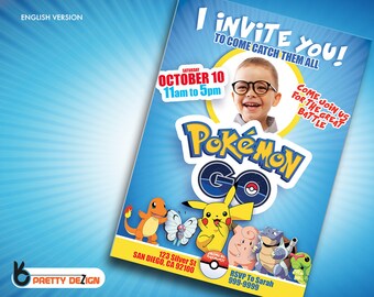 POKEMON GO INVITATION Customizable and Printable - Digital File - Downloadable Pokemon Go - I Invite You