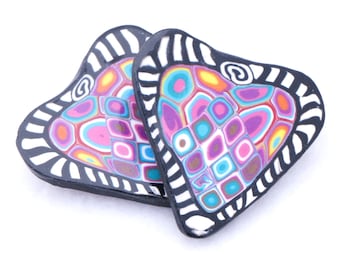 Polymer Clay Brooch - Zentangle Jewelry - Heart Brooch - Handmade Polymer Clay Jewelry - Polymer Clay Canework - 1 3/8 inches