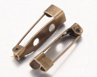 Dark Brass metal Brooch Pin Backs 20x5mm Bulk Lot 10 / 50 / 100 / 250 bronze for jewelry making