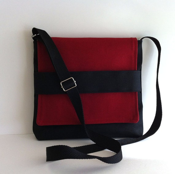 Black messenger bag Small crossbody bag Canvas side purse