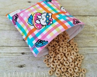 Beach Kitty - Medium Reusable Sandwich Bag from green by mamamade