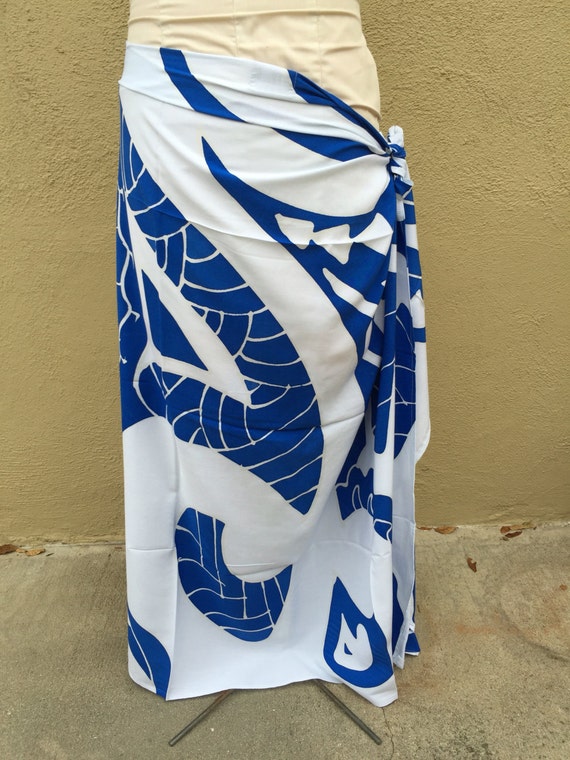 Maori New Zealand dance fabric pareo costume Blue and