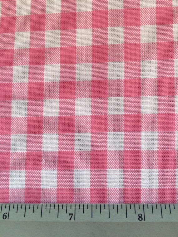 SALE Pink gingham fabric one yard