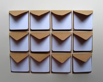 Kraft Paper Mini Envelopes, Cute Stationery Set, Mini Cards, Blank Note Cards, Small Square Gifts Tags Under 15, Packaging Supply
