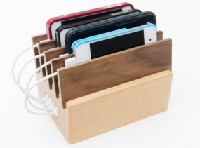 Maple and Walnut hardwood multiple phone charging station