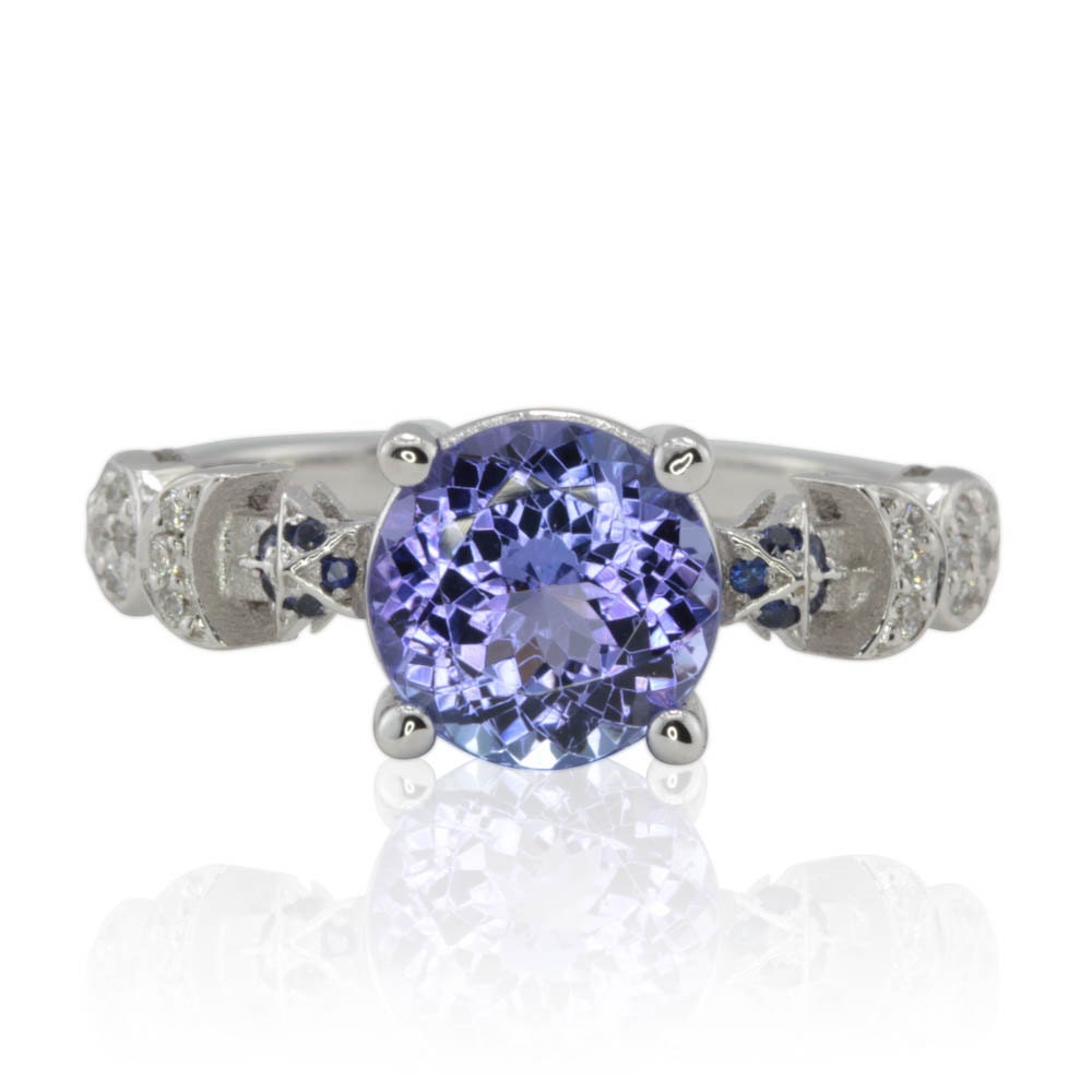 Round tanzanite engagement rings