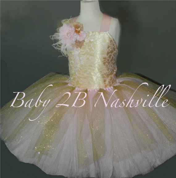Pink and Gold Flower Girl Dress Pink and Gold Party Dress