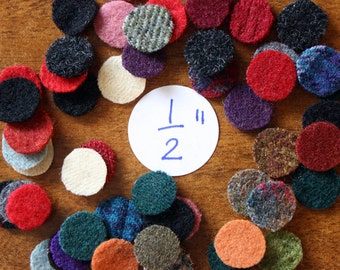 Felted Wool Circles -- 50 Wool Pennies -- 1/2-inch